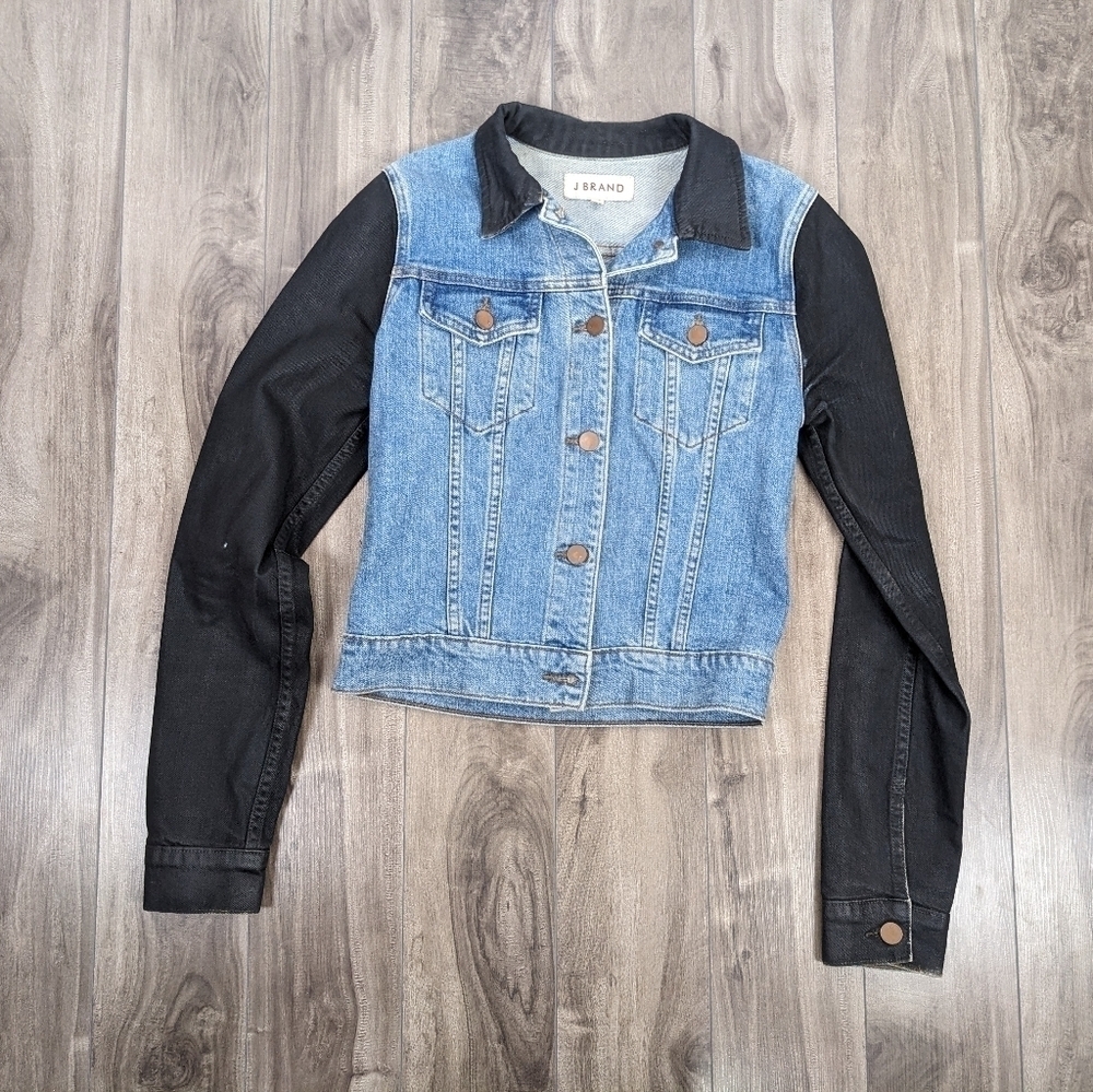 J Brand "Bowie" Coated Two Tone Sleeve Denim Jacket - Extra Small